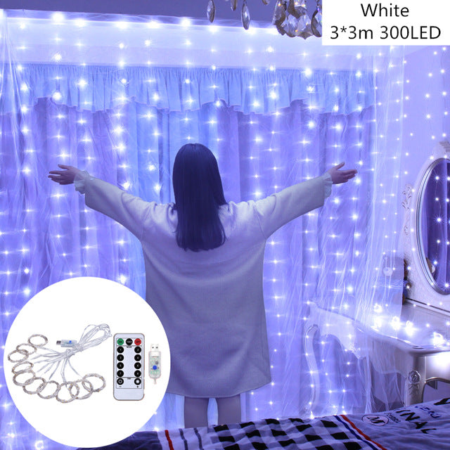 Golden Cascade – 3x3m LED-Vorhang mit Fernbedienung