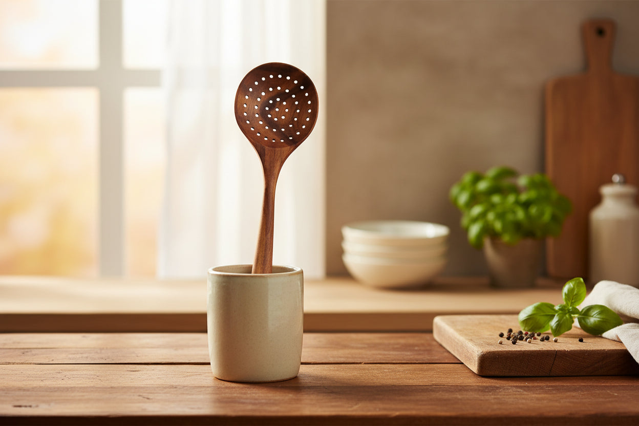 Teakholz Küchenhelfer-Set „Grand Gourmet“ – 9-teiliges Unikat aus Massivholz