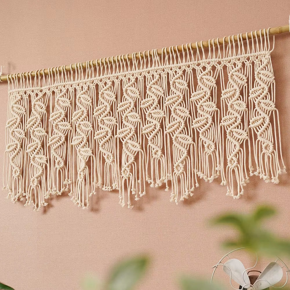 Handwoven Macrame Tapestry Curtain Windown Haing Curtain Tapestry Boho Style Room Decoration Home Background