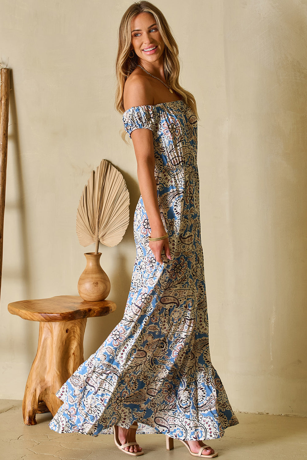 Floral Dream – Off-Shoulder Maxi-Kleid aus 100% Viskose