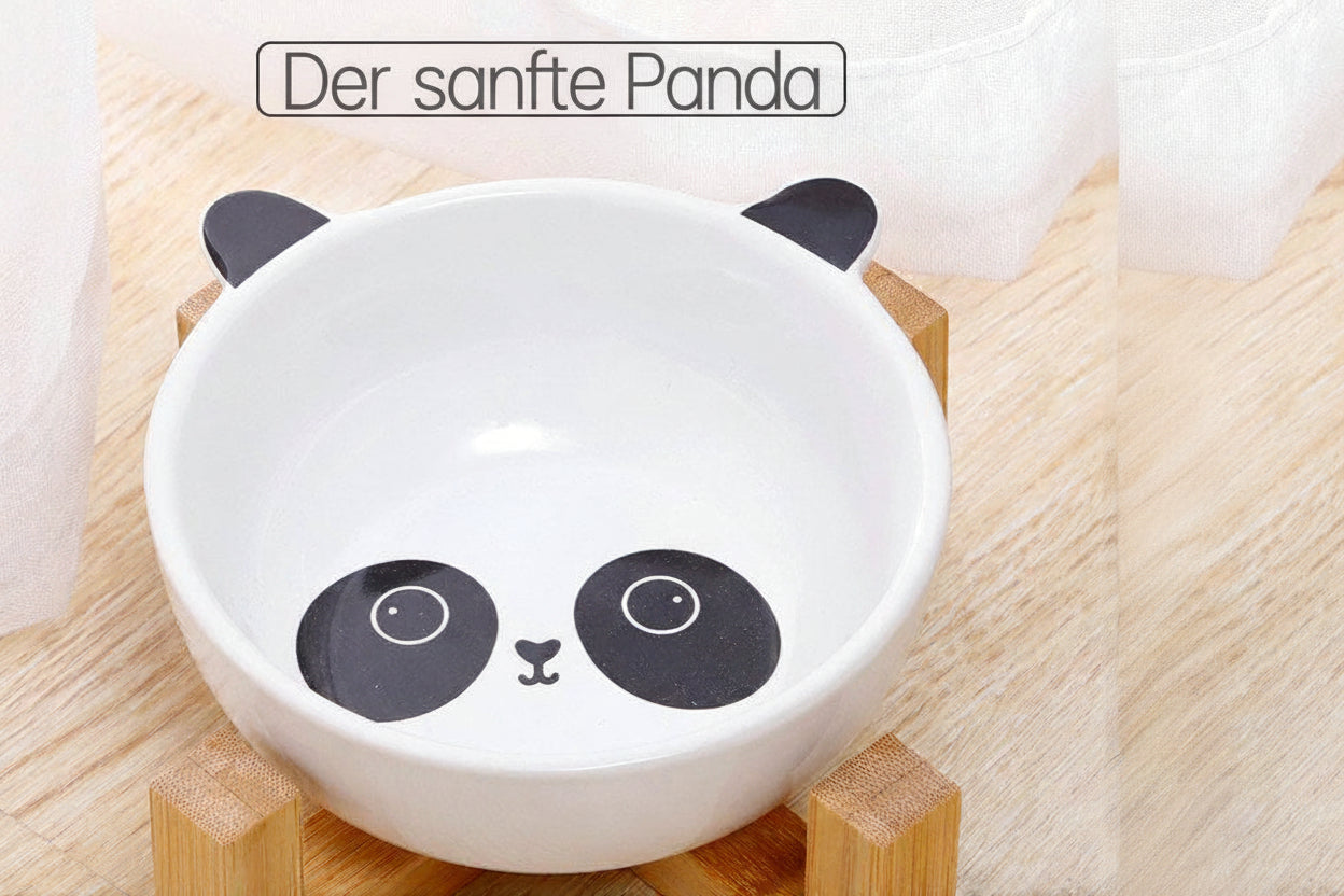 Keramik-Napf „Happy Buddy“ – Ergonomische Futterstation mit Bambusgestell
