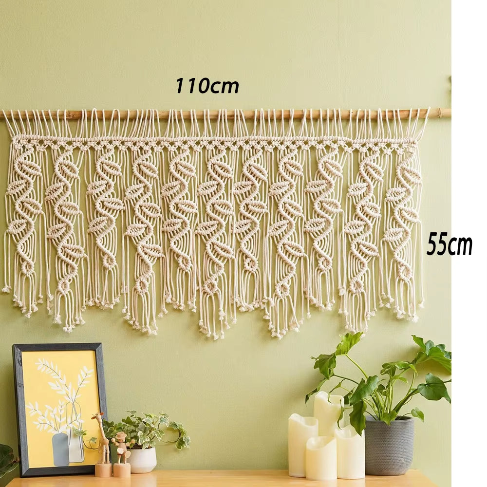 Handwoven Macrame Tapestry Curtain Windown Haing Curtain Tapestry Boho Style Room Decoration Home Background