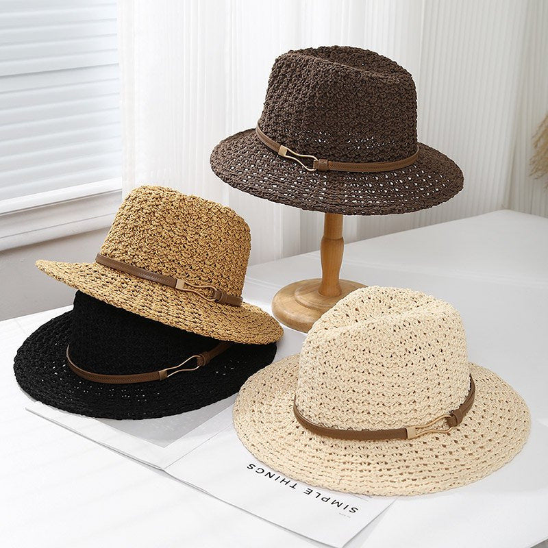 Eleganter Damen-Panama mit flachem Rand – Sonnenschutz für Sommer & Festivals