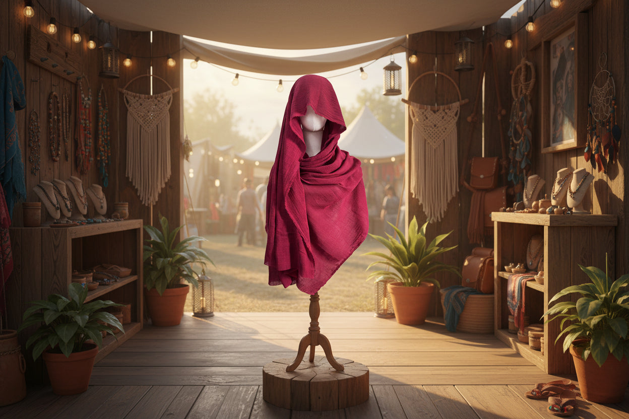 Festival- und Cosplay-Umhang aus Bambusfaser-Leinen – Medieval Fantasy Scarf für Männer & Frauen