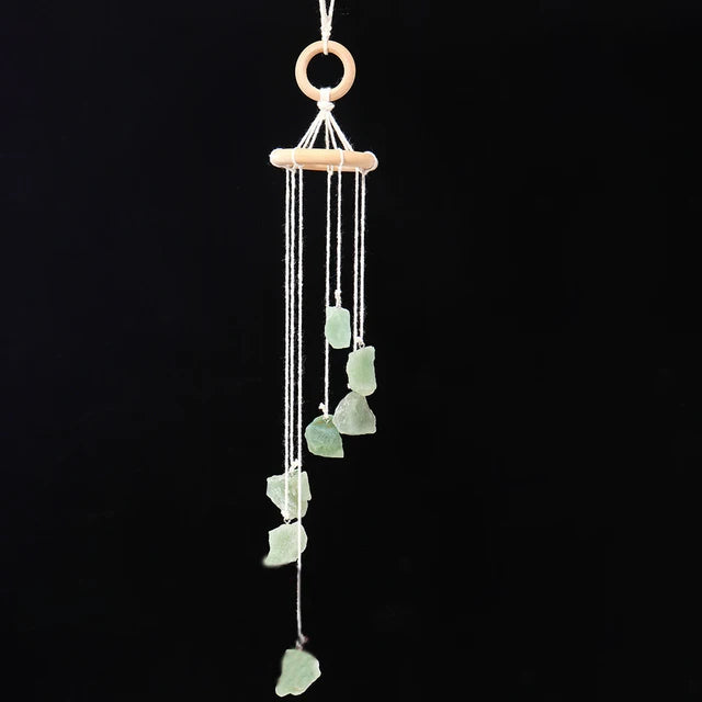 Naturstein-Windspiel "Boho Spirit" – Handgefertigter Chakra-Anhänger mit Rohsteinen für Fenster & Auto