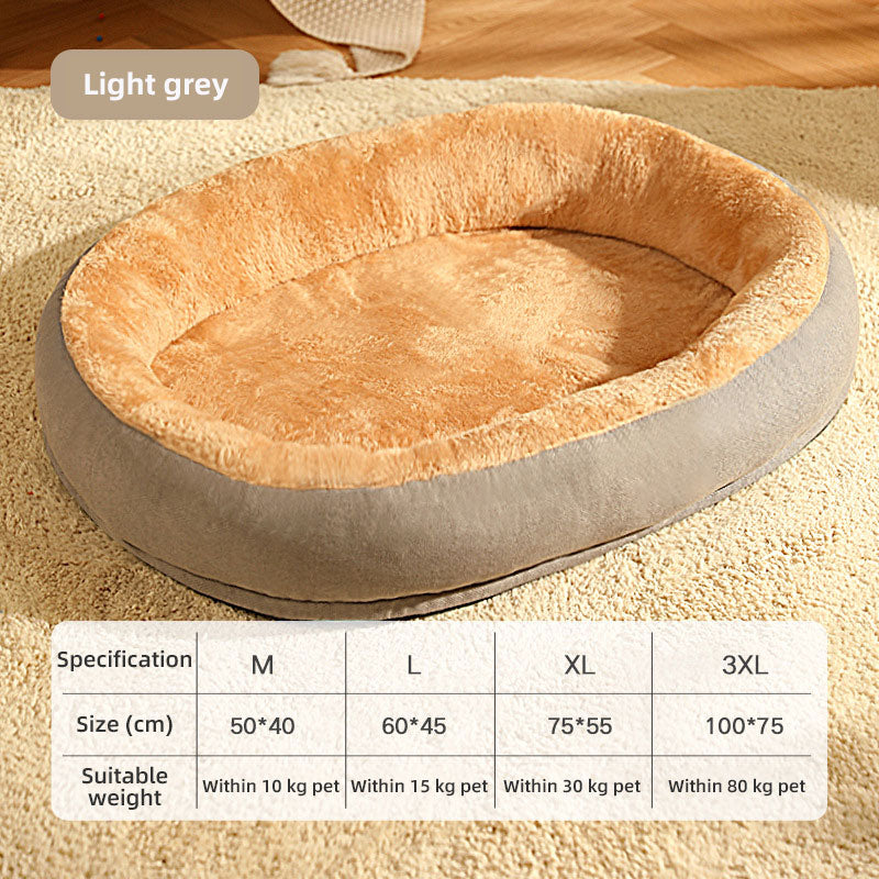 Oval Comfort: Kuscheliges Plüschbett mit verstärktem Rand