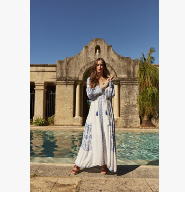 Moroccan Muse – Besticktes Maxi-Kleid mit Quasten-Details