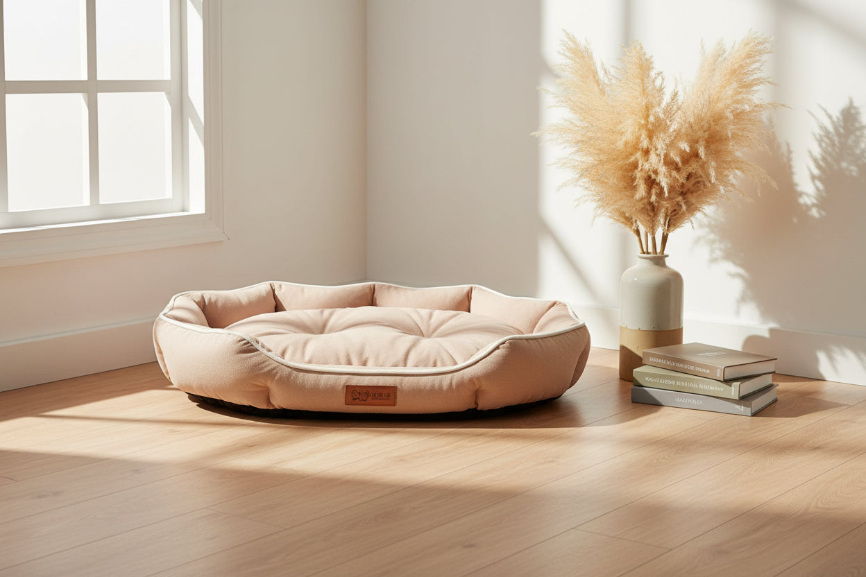 Elegantes Kuschelnest: Soft-Wildleder Hundebett in harmonischen Farben