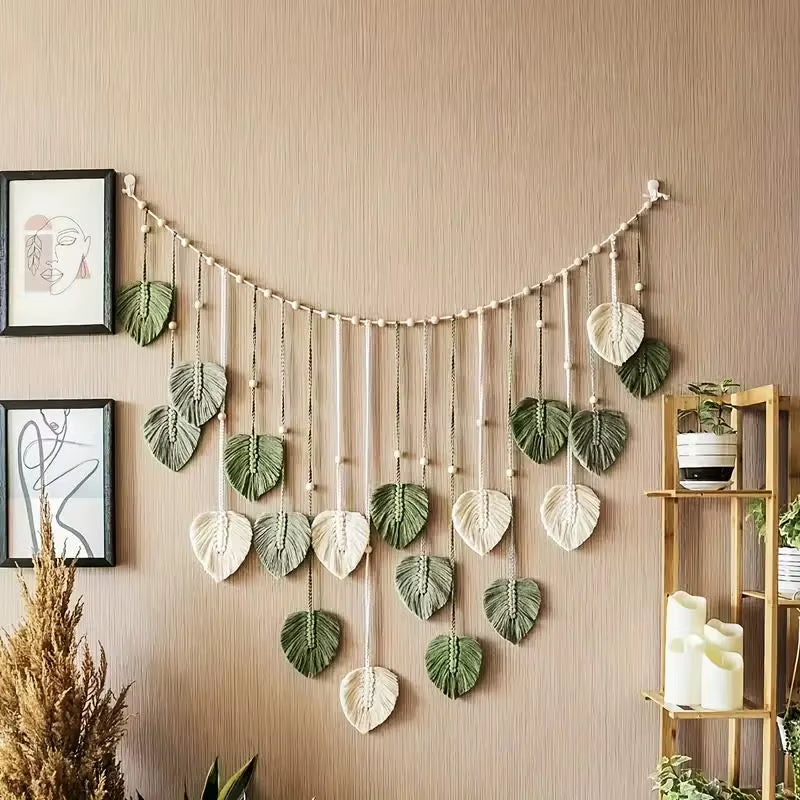 Boho Makramee Wandbehang – Federblatt-Design für dein Zuhause