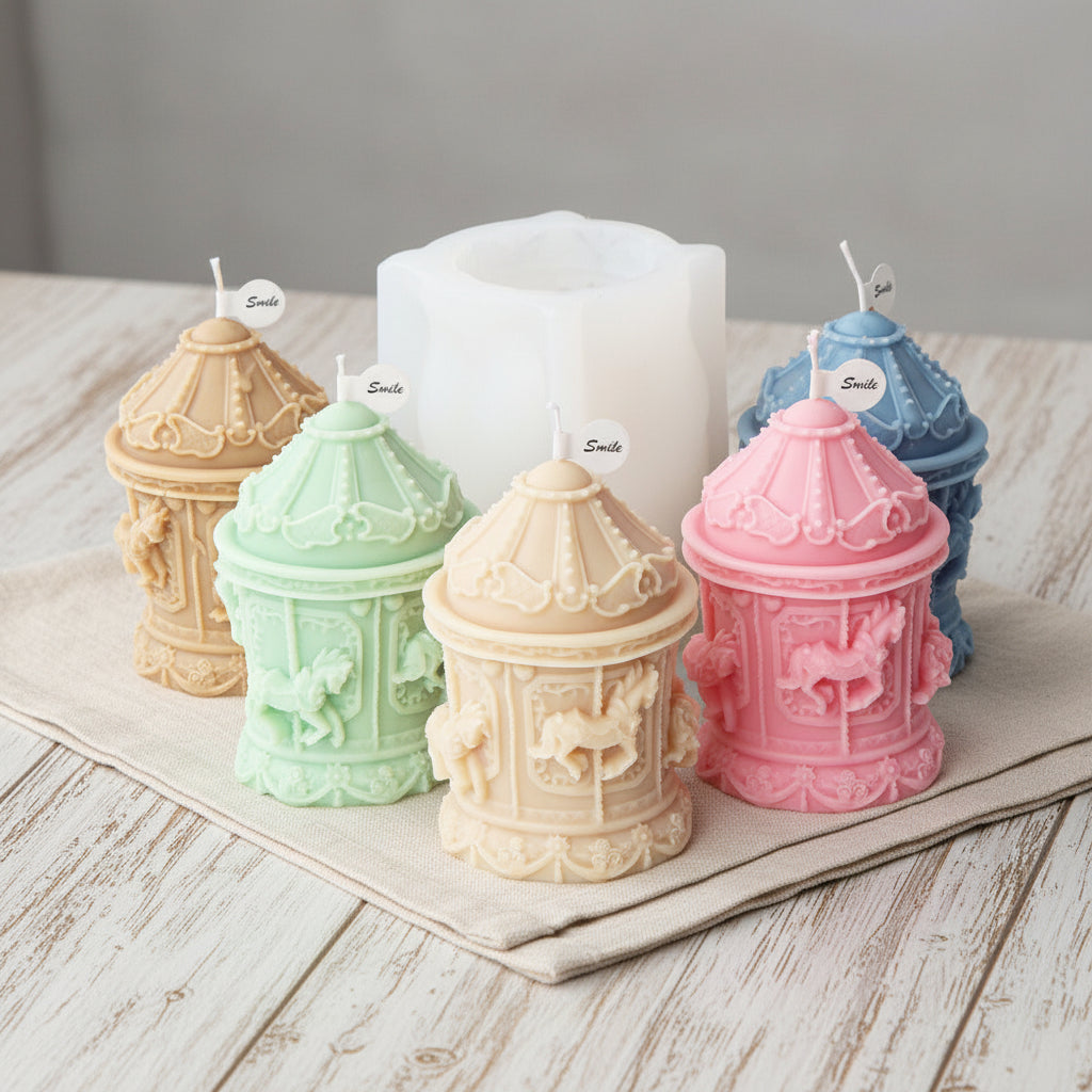 Silikonform Karussell für Kerzen – DIY Gießform für Boho-Kerzen, Gips & Resin