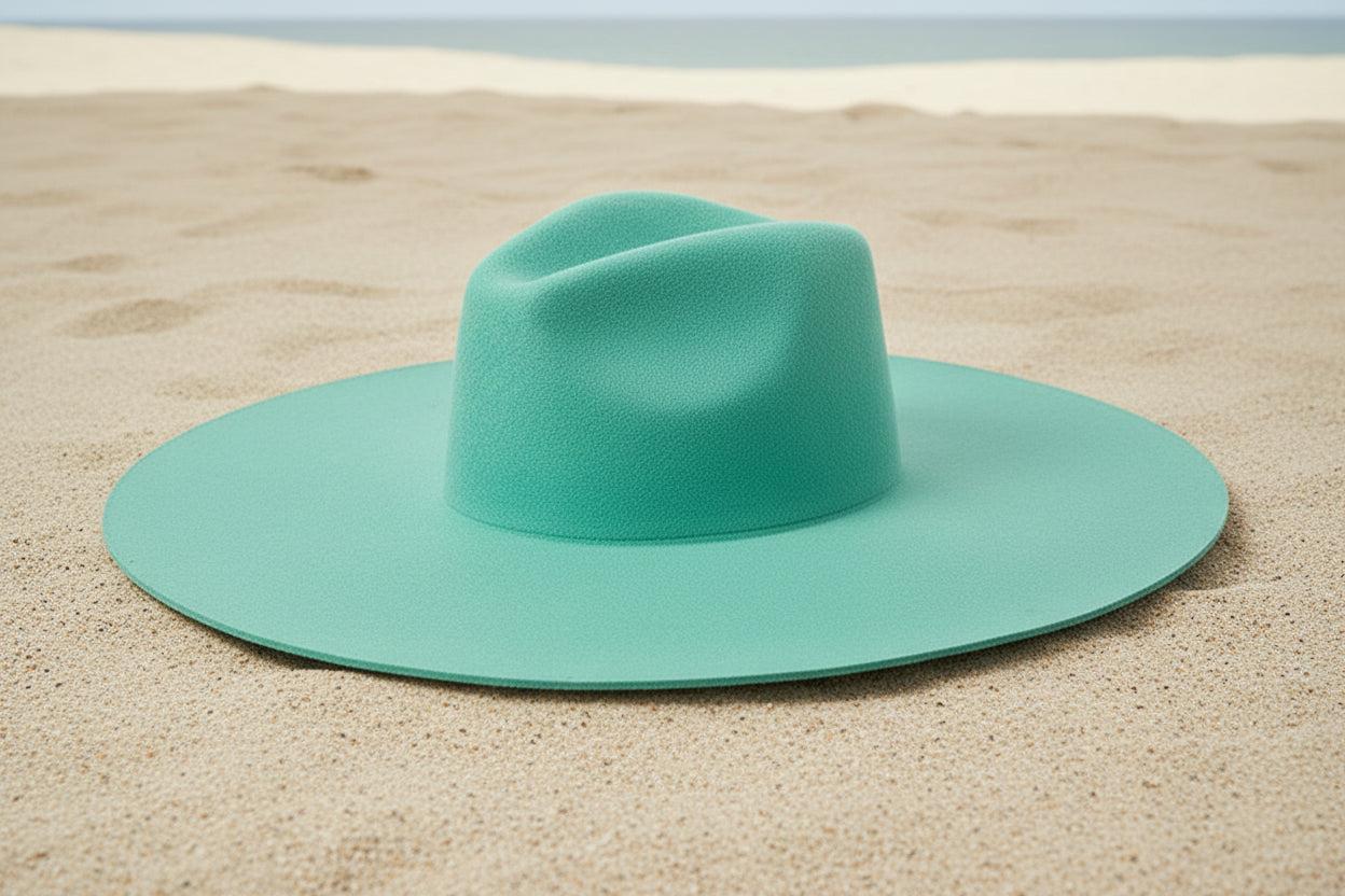 Oversized Wollfilz-Hut in Fruit Green – Eleganter Jazz Hat mit breiter Krempe & weißem Kontrastband