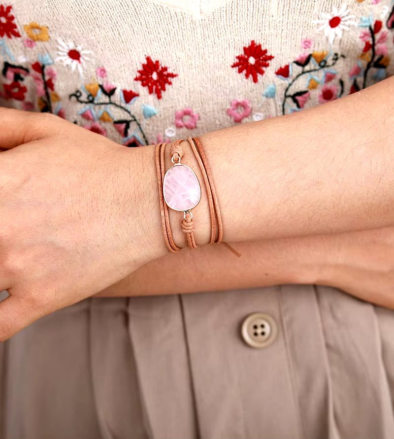 Boho Wickelarmband mit Natursteinen – Amazonit Freundschaftsarmband als Statement-Schmuck für Frauen