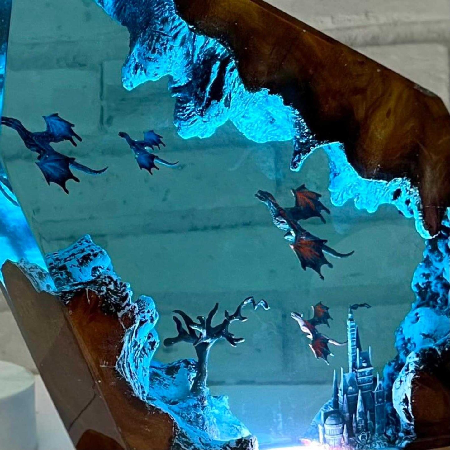 3D Drachen-Lampe aus Resin – Epische Feuer- & Eisdrachen Tischleuchte als Fantasy-Deko & Nachtlicht