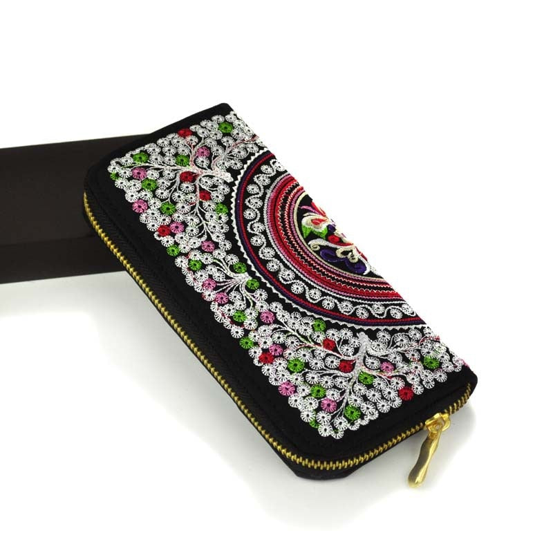 Features embroidered Womens purses Upscale Fashion Ladies Wallet Long section Wallets Embroidery purse Support