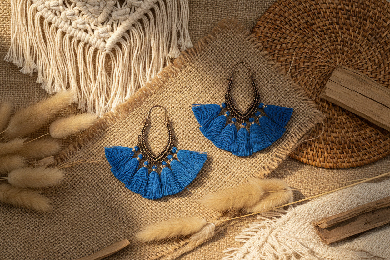 Fringe Fiesta: Vintage Boho-Ohrringe mit Fächer-Tassels