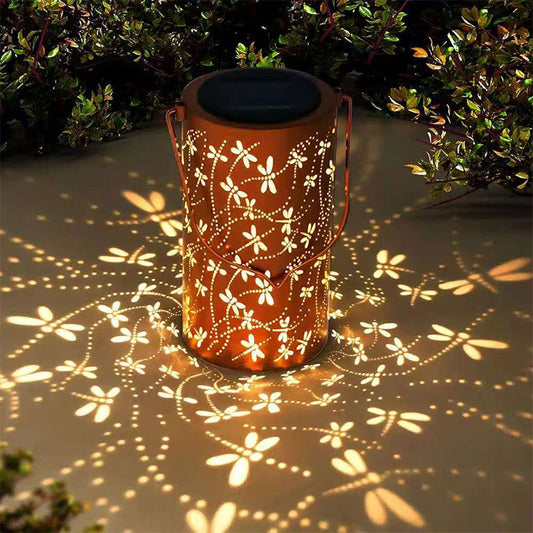 Boho Solar-Gartenlaterne „Botanisches Schattenspiel“