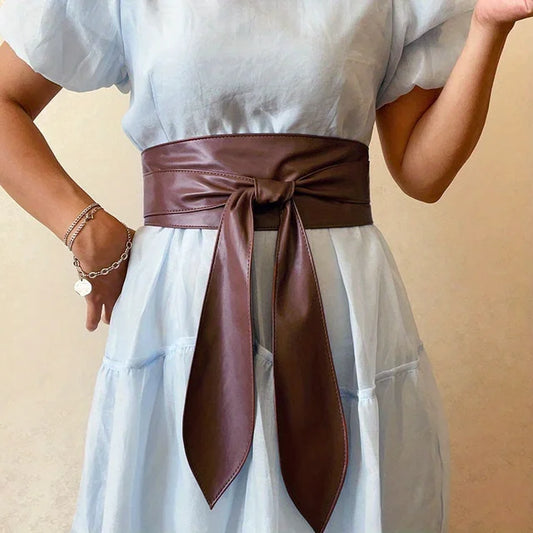 Schwarzer Obi Gürtel mit Schleife – Lace-Up Corset Taillenband für Kleider & Mäntel