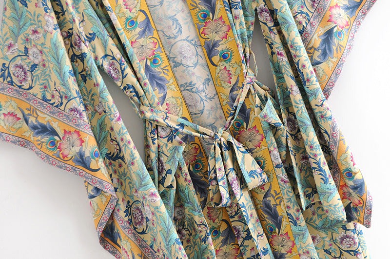 Urban Nomad: Bohemian Print-Robe mit Taillen-Tunnelzug