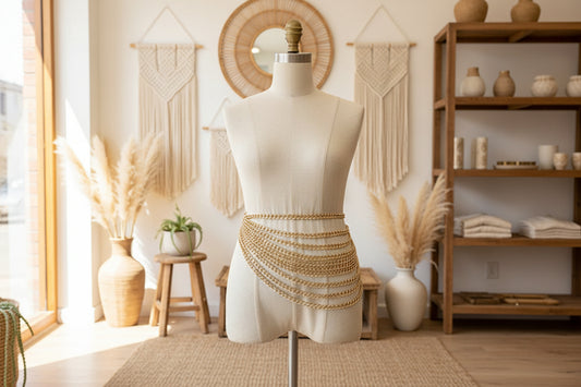 Mehrlagiger Metall-Kettengürtel in Gold – Luxus Statement Taillengürtel & Body-Chain für Kleider & Blazer