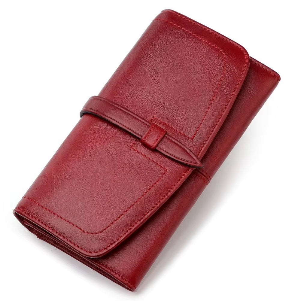 Elegantes Leder Wallet für Damen – RFID Schutz, Großes Fassungsvermögen & Retro Design