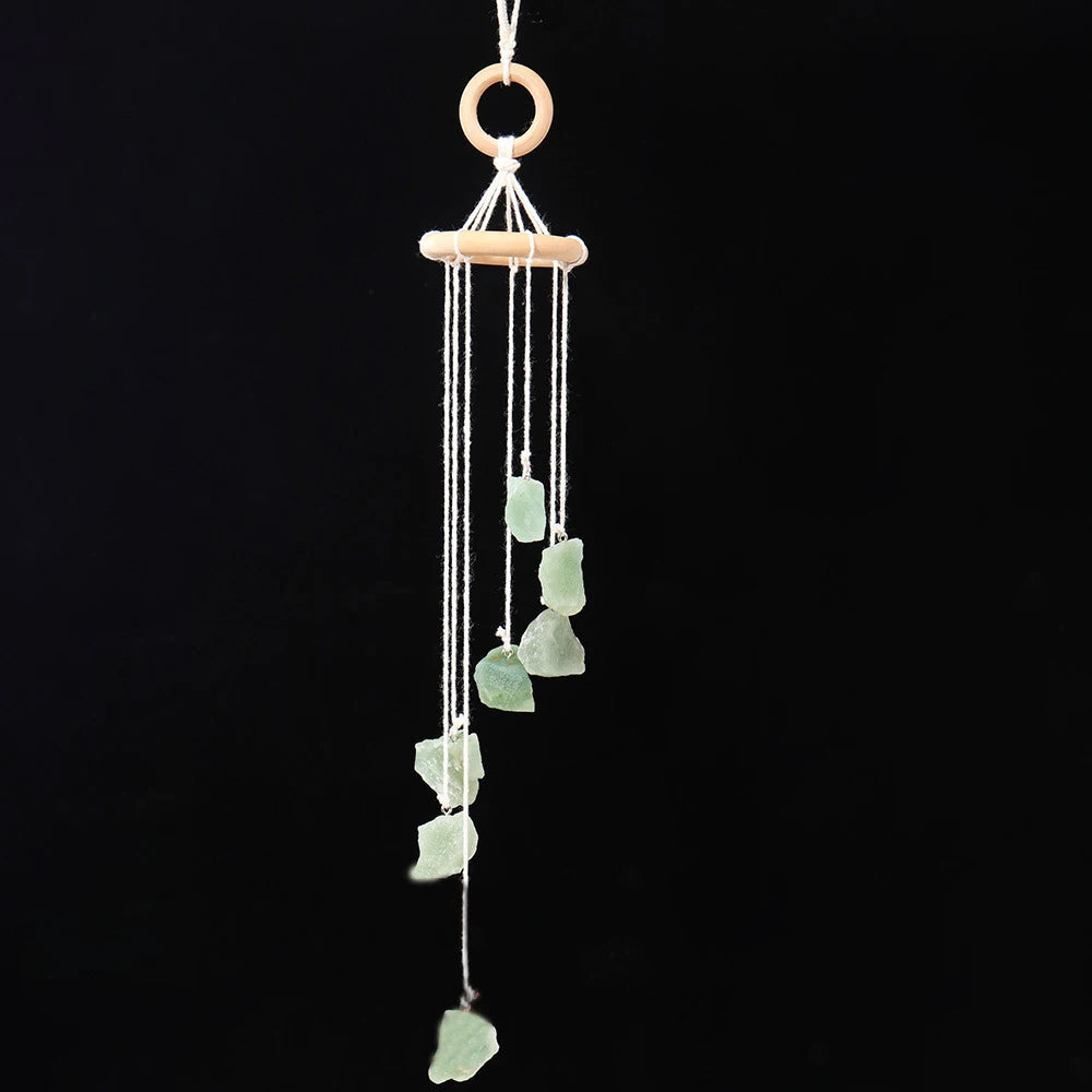 Naturstein-Windspiel "Boho Spirit" – Handgefertigter Chakra-Anhänger mit Rohsteinen für Fenster & Auto