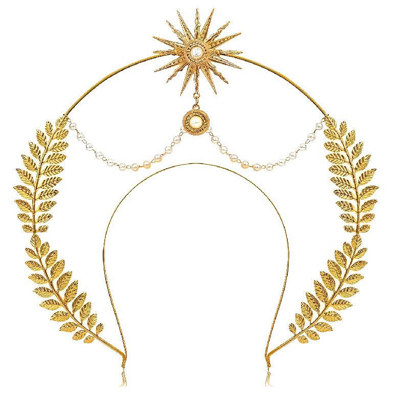 Celestial Goddess: Boho-Kronen- & Ohrring-Set „Sun & Moon“