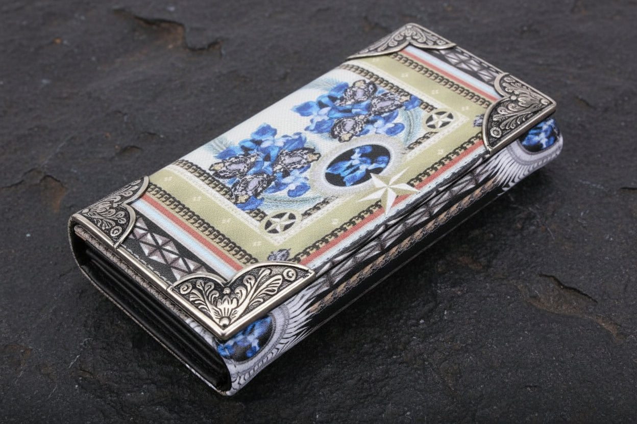 Vintage Boho-Portemonnaie – Elegante Lang-Börse mit floralem Paisley-Print