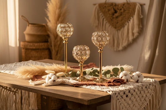 Crystal Elegance – Exklusive Kristall-Kerzenständer in Gold