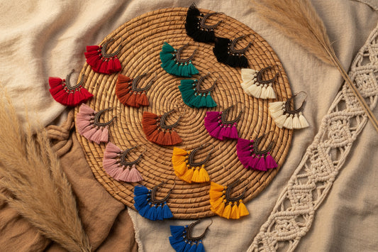 Fringe Fiesta: Vintage Boho-Ohrringe mit Fächer-Tassels