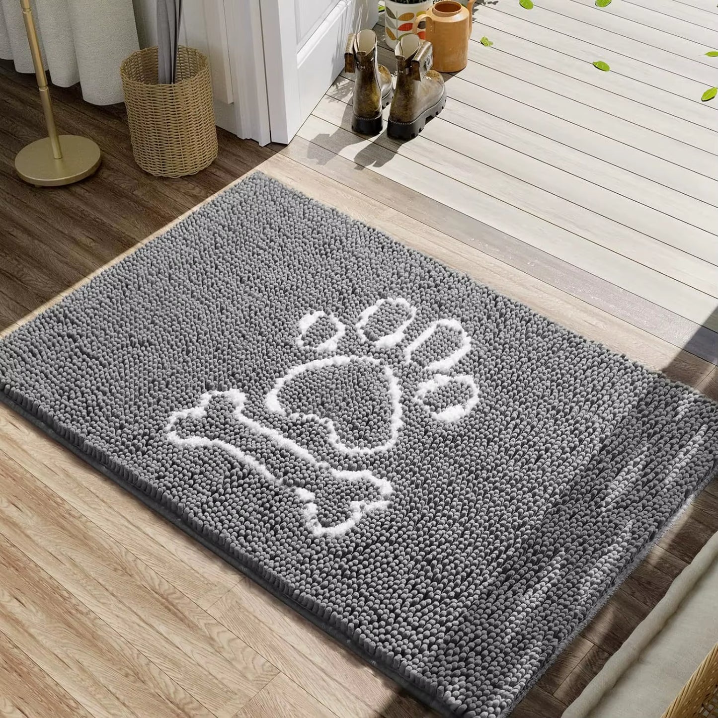 NOAHAS Chenille Indoor Door Mat Entryway Rug Super Absorbent Mud Mats for Dirty Dogs Paws & Muddy Shoes, Non Slip Floor Doormats