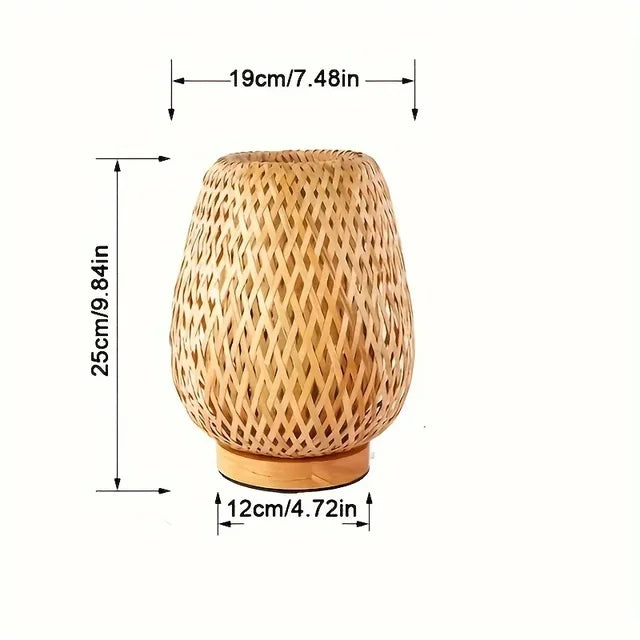 Zen Glow: Handgeflochtene Bambus-Tischlampe im japanischen Retro-Stil