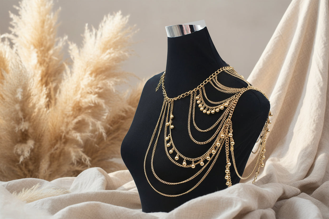 Boho-Street Multi-Layer Body Chain – Funkelnde Tassel-Vibes