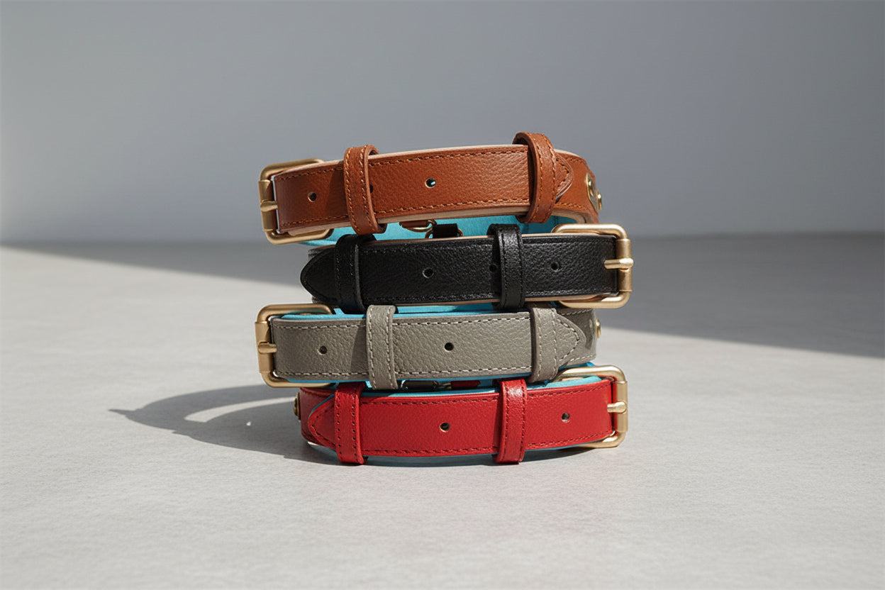 Modern Leather: Zweifarbiges Echtleder-Halsband