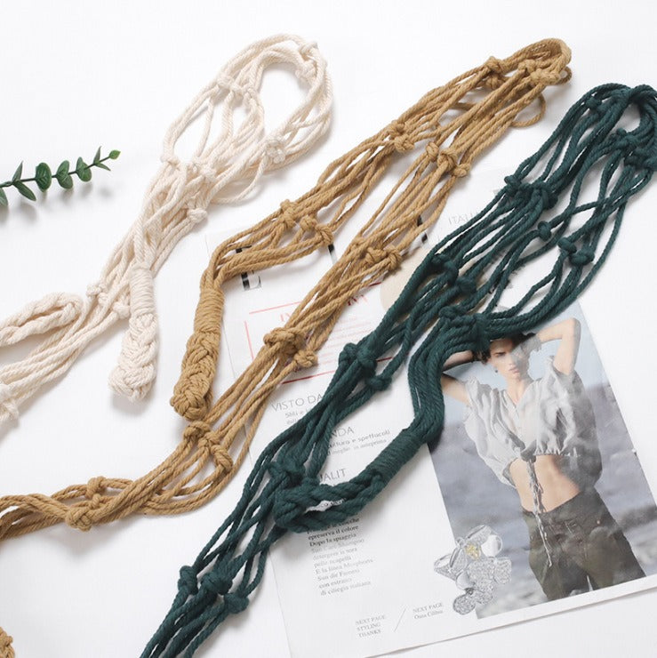 Boho Wand-Organizer aus Baumwolle (107 cm) – Hängende Aufbewahrung für Zeitschriften, Bücher & Badrollen im Natur-Look