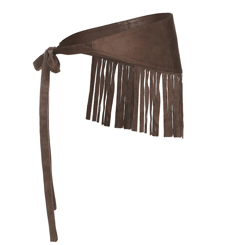 „Wild Willow“ – Rustikaler Fransen-Wickelgürtel in Suede-Optik
