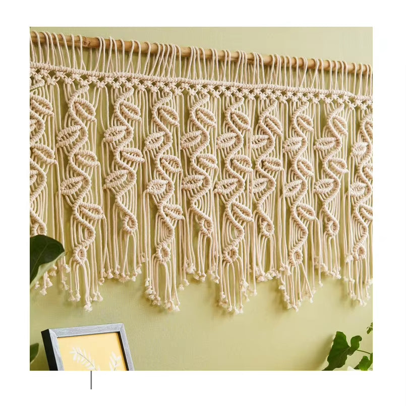 Handwoven Macrame Tapestry Curtain Windown Haing Curtain Tapestry Boho Style Room Decoration Home Background