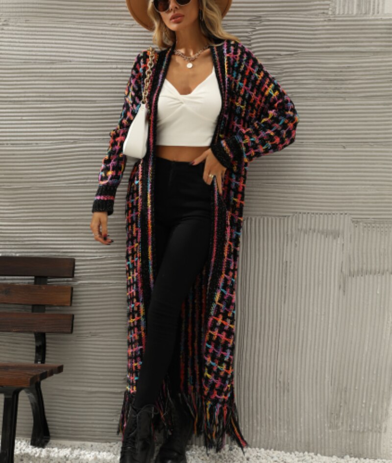 Mosaic Dreams – Boho-Strickcardigan mit Fransen