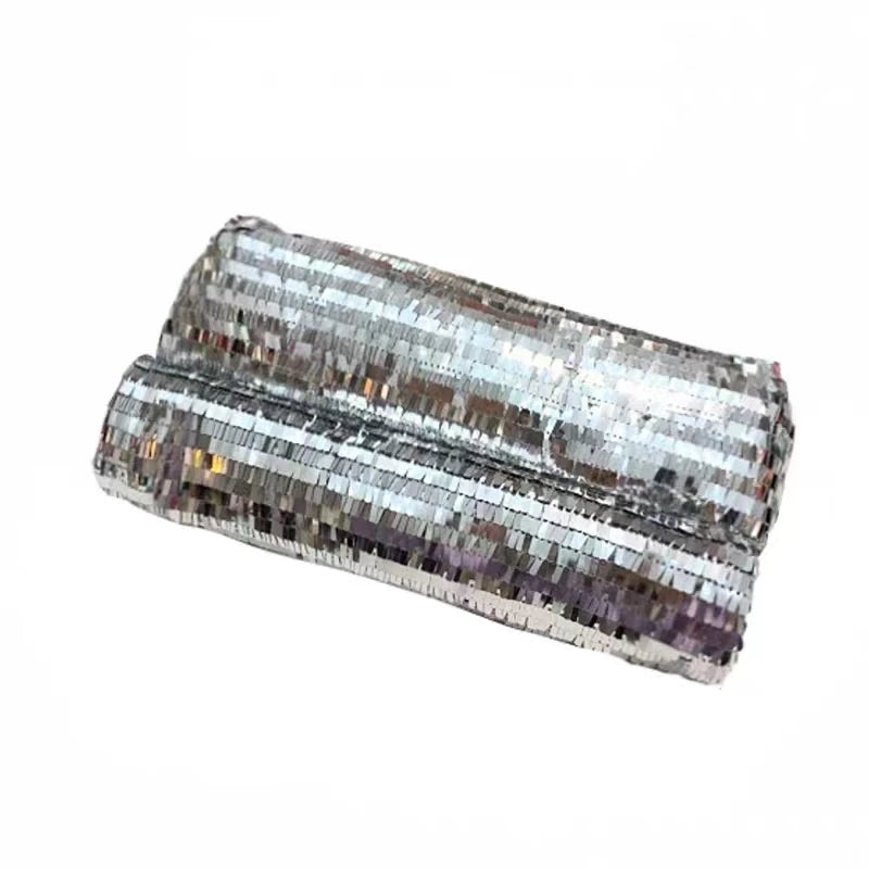 Mirror Disco – Pailletten-Clutch & Festival-Bag in Silber/Schwarz