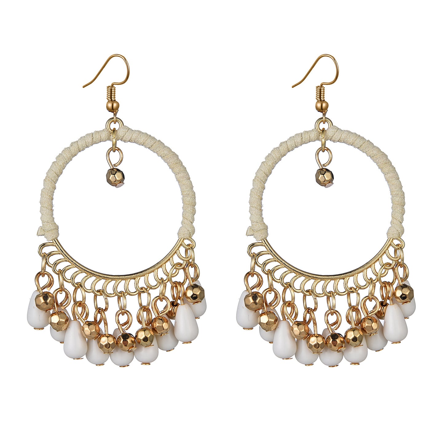 Silk Road: Handgewebte Boho-Creolen mit Tropfen-Tassels