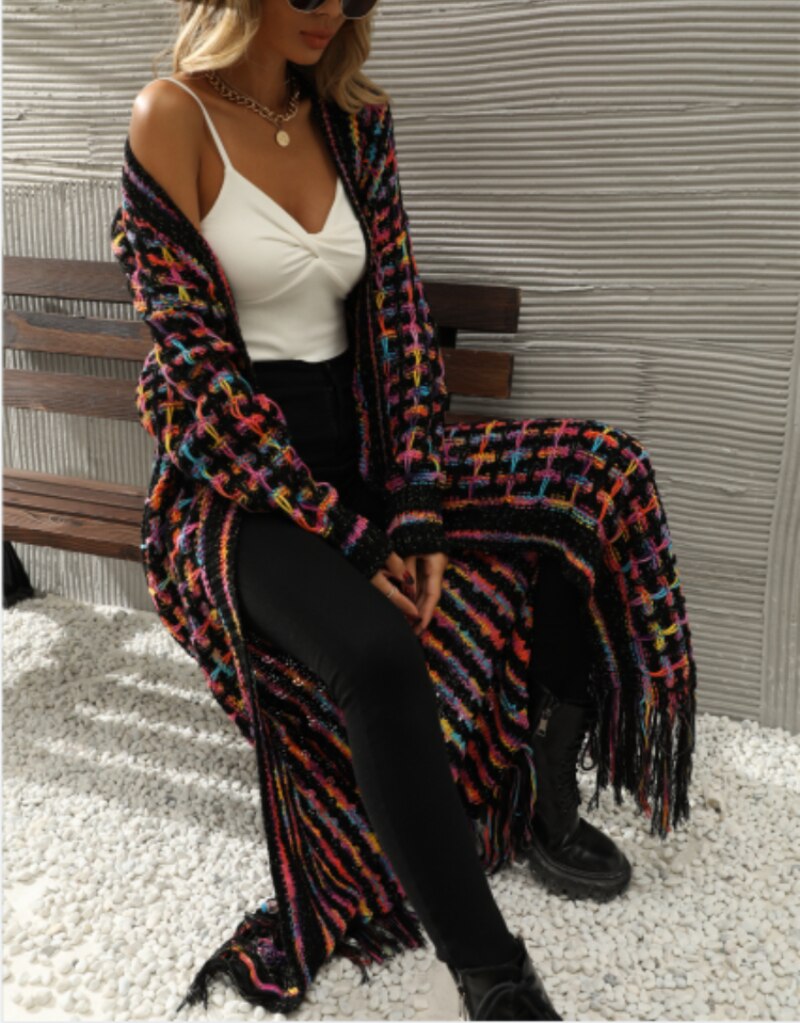 Mosaic Dreams – Boho-Strickcardigan mit Fransen