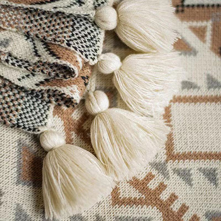 Vintage Dream: Deine Kaschmir-weiche Boho-Decke 'Cloud Mink' mit Quasten