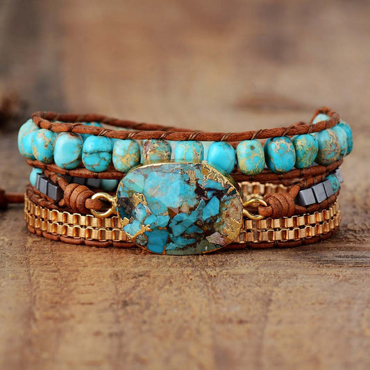 Rainbow Soul – Handgefertigtes Wickelarmband aus Kaiserstein & Leder