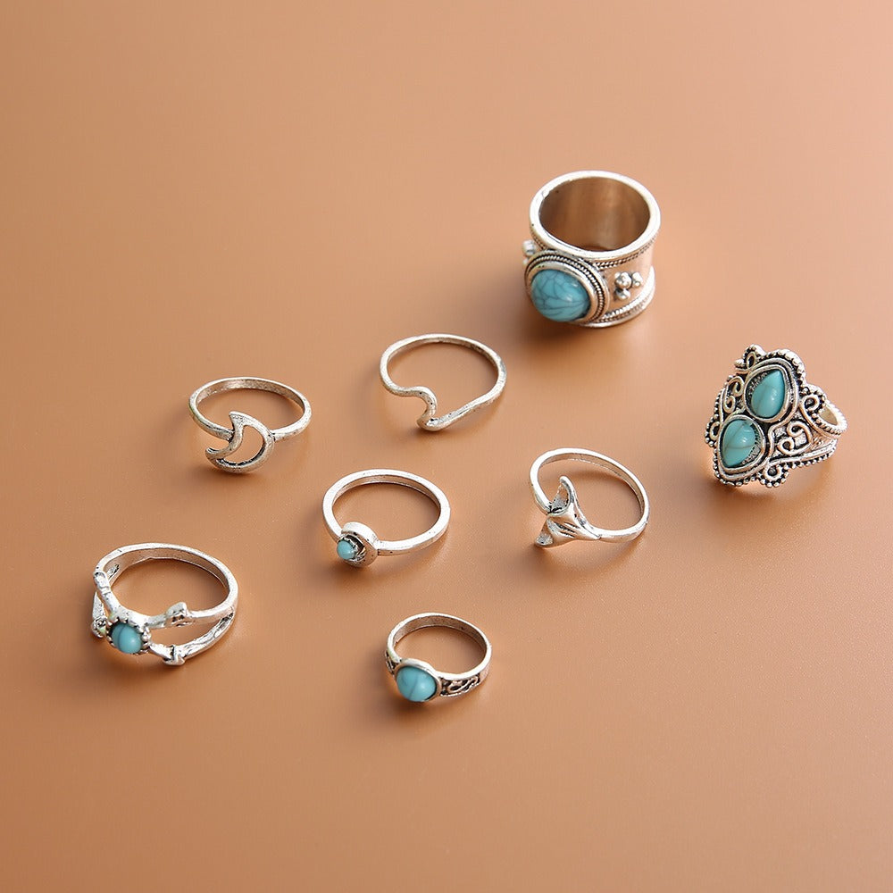 „Boho Breeze“ Ring-Set – Türkis trifft Freiheit