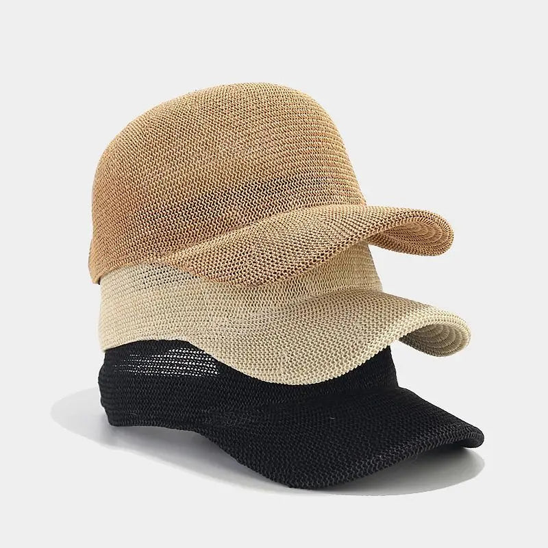 Atmungsaktive Paper-Grass Baseball Cap für Damen – Verstellbarer Stroh-Sonnenschutz & Sommer-Kappe