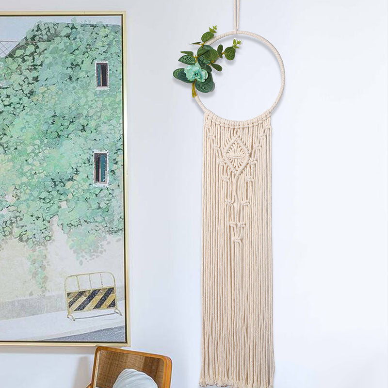 Serene Circle: Handgefertigter Makramee-Wandbehang