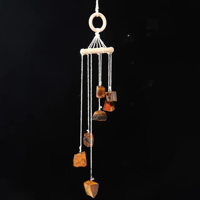Naturstein-Windspiel "Boho Spirit" – Handgefertigter Chakra-Anhänger mit Rohsteinen für Fenster & Auto