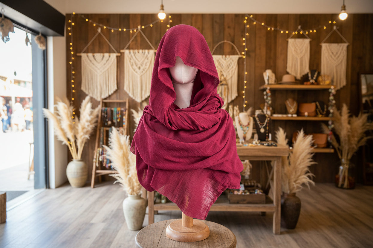 Festival- und Cosplay-Umhang aus Bambusfaser-Leinen – Medieval Fantasy Scarf für Männer & Frauen