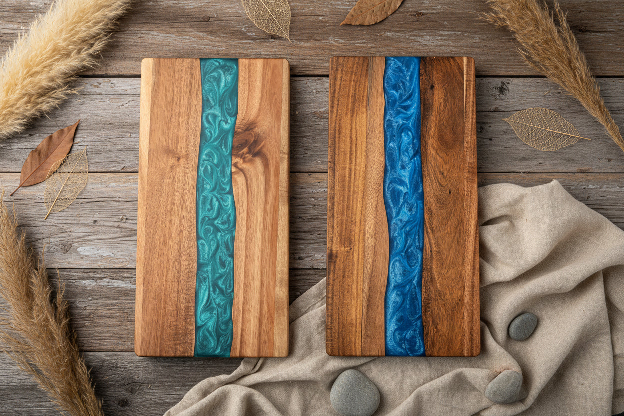 Ocean Wave – Akazienholz & Resin Servierboard