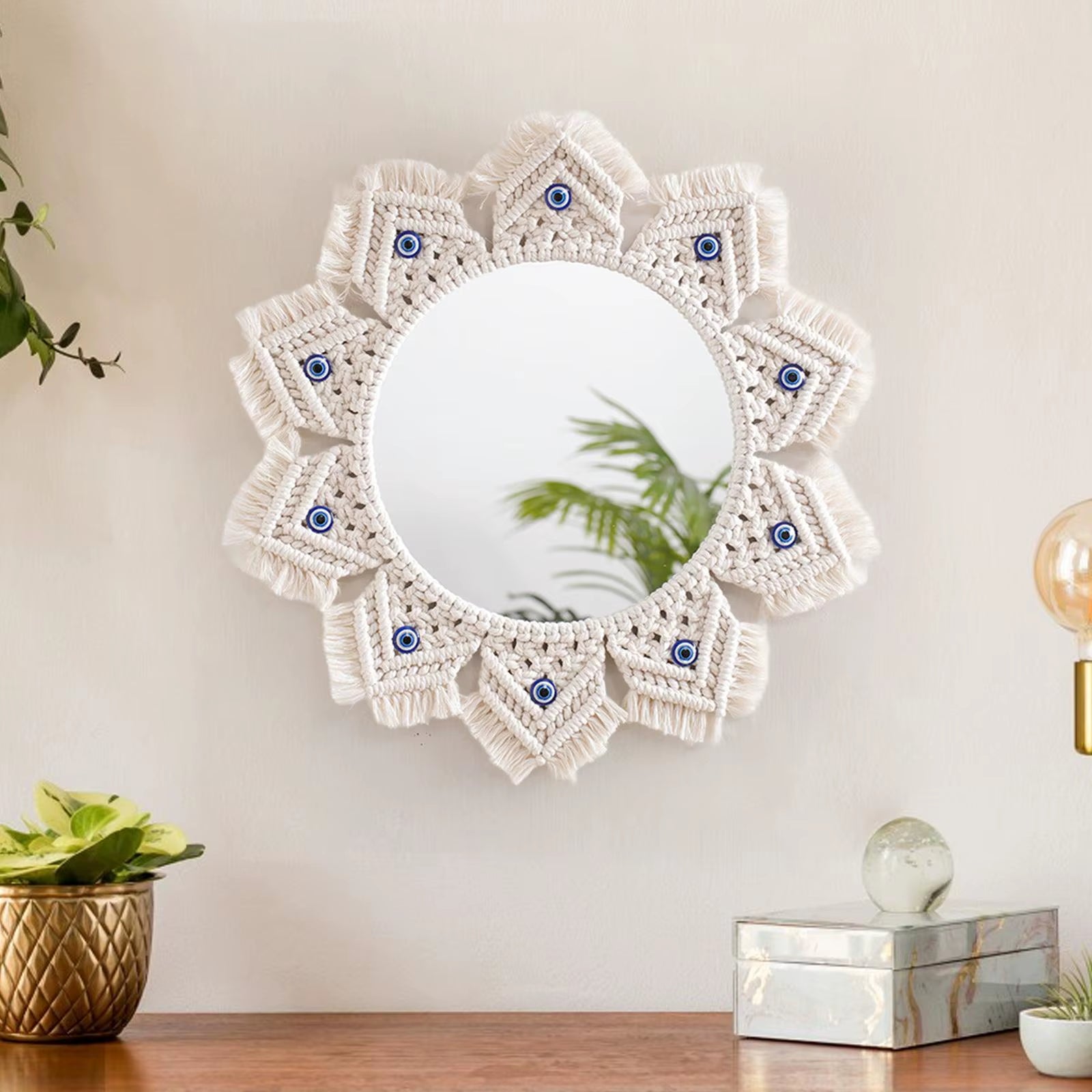 Makramee Spiegel – Handgemachtes Wanddekor mit Fransen für dein Zuhause 🌿✨