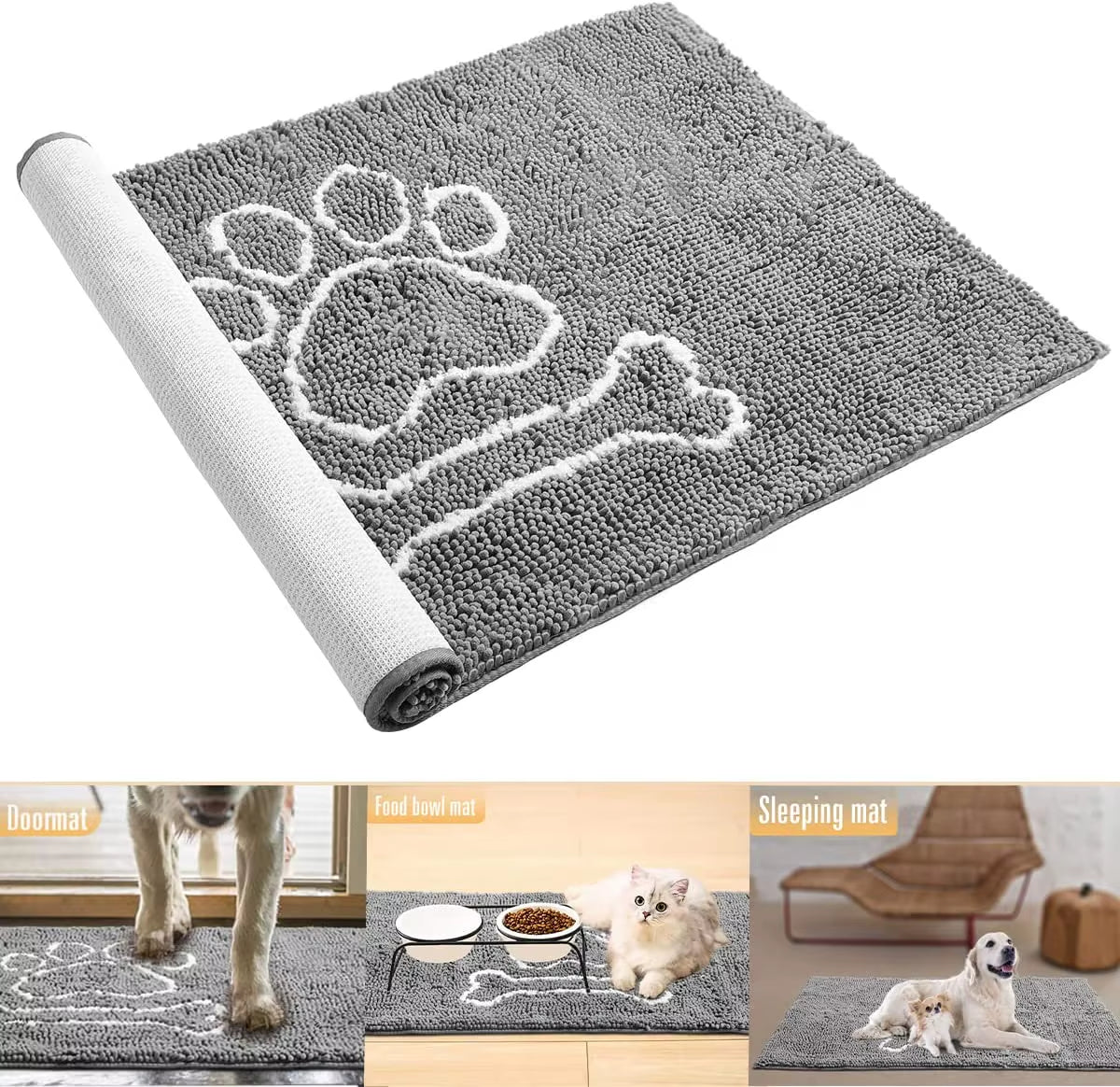 NOAHAS Chenille Indoor Door Mat Entryway Rug Super Absorbent Mud Mats for Dirty Dogs Paws & Muddy Shoes, Non Slip Floor Doormats